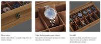 SONGMICS Caja para Relojes con 12 Compartimentos, Caja para Relojes de Madera Maciza, con Tapa de Cristal, Cojín para Relojes, Regalo para Queridos, Nogal Rústico/Negro Ébano - details 2