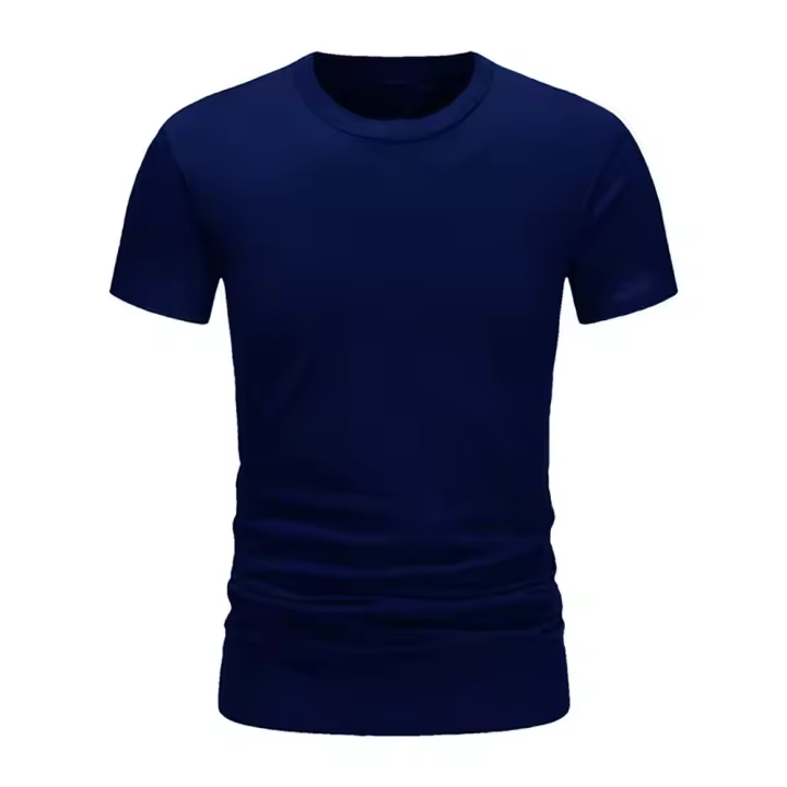 Camiseta De Algodón Para Hombre Verano Estilo Slim Black Manga Corta Cómoda Casual Cuello Redondo Top De Ropa Masculina - 1