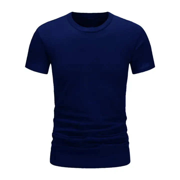 Camiseta De Algodón Para Hombre Verano Estilo Slim Black Manga Corta Cómoda Casual Cuello Redondo Top De Ropa Masculina - 1