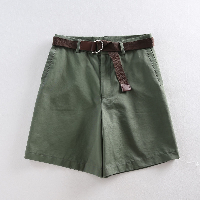 Shorts De Verano Para Mujer De Talla Alta Y Pierna Ancha S-XXL Estilo Casual En 4 Colores A-Line Con Cinturón Y Botones