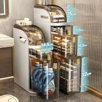 Estantería organizadora estrecha para cocina y baño, habitacion ，con rueda  mueble de almacenamiento para espacios reducidos, cajonera deslizante para huecos.almacenamiento para papel higiénico y artículos de baño - details 7