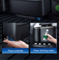 Organizador De Maletero De Coche SEAMETAL Bolsa De Almacenamiento Para Asiento Trasero Con Gancho Y Enchufe PU Resistente Al Desgaste Para SUV/MPV/Truck Negro Con 4 Bolsillos Y Soporte Para Paraguas - details 12