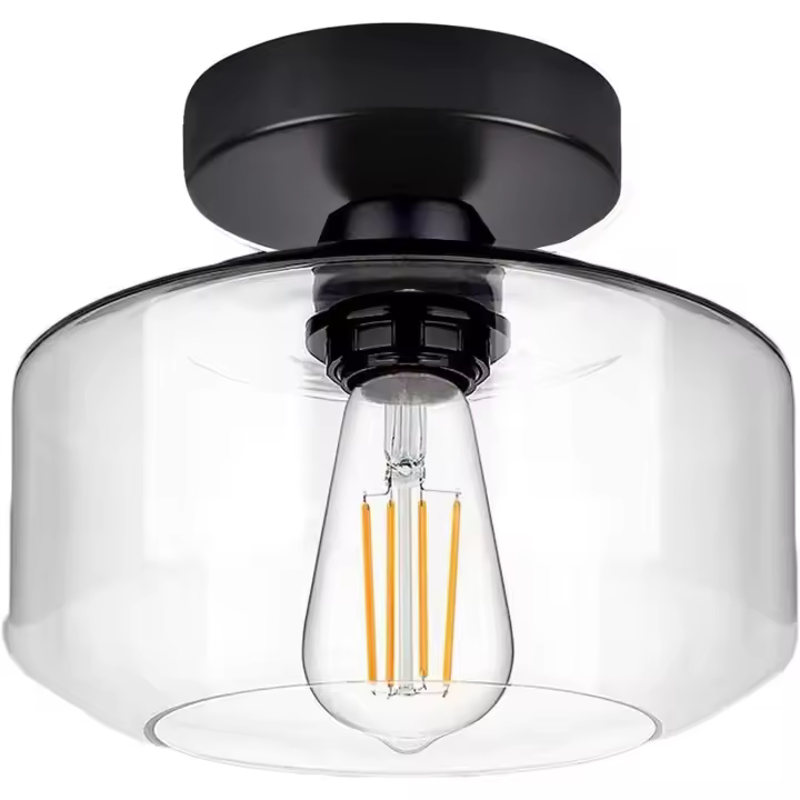 Lámpara de techo con Pantalla de Vidrio industrial - Lámparas de techo semiempoladas Lámparas de Cocina Lámparas de techo - 1