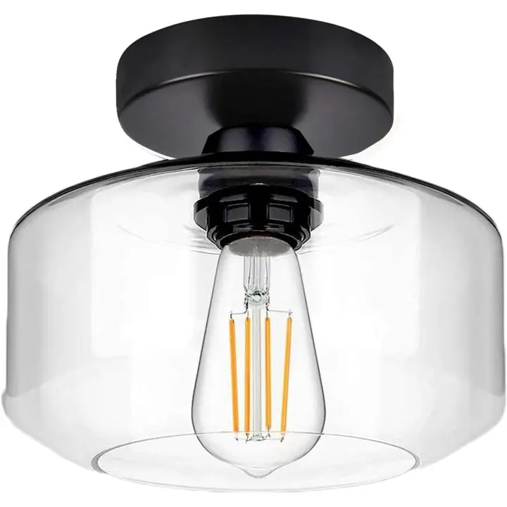 Lámpara de techo con Pantalla de Vidrio industrial - Lámparas de techo semiempoladas Lámparas de Cocina Lámparas de techo - 1
