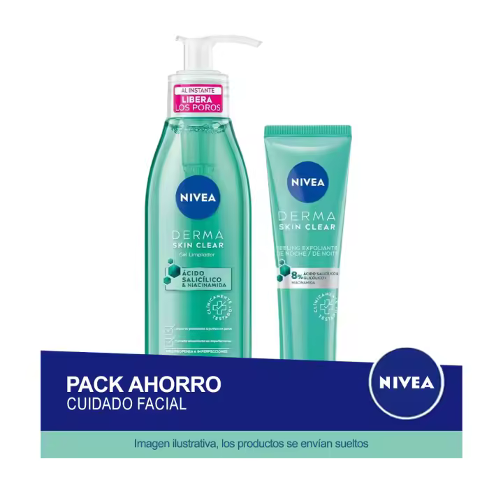 NIVEA Pack ahorro Derma Skin - Contiene exfoliante facial y gel limpiador facial - 1