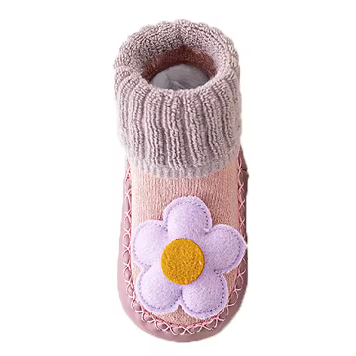 Zapatillas De Bebé Con Dibujos Animados Lindos Calcetines Para Piso Antideslizantes Algodón Suave Invierno Primer Pasos Para Niño Y Niña Nuevos Recién Nacidos - 1