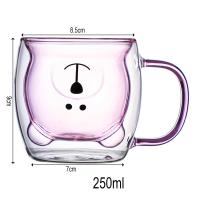 Taza De Café Doble Oso De 250ML Con Mano Transparente Insulada Para Leche Jugo Té Utensilios De Espresso Lindo Y Ecológico - details 9