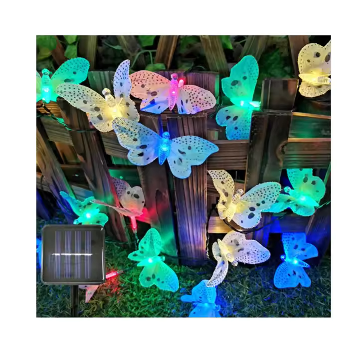 Guirnalda de Luces Solares de Mariposa 20 Luces LED Impermeables para Jardín 5m - 1