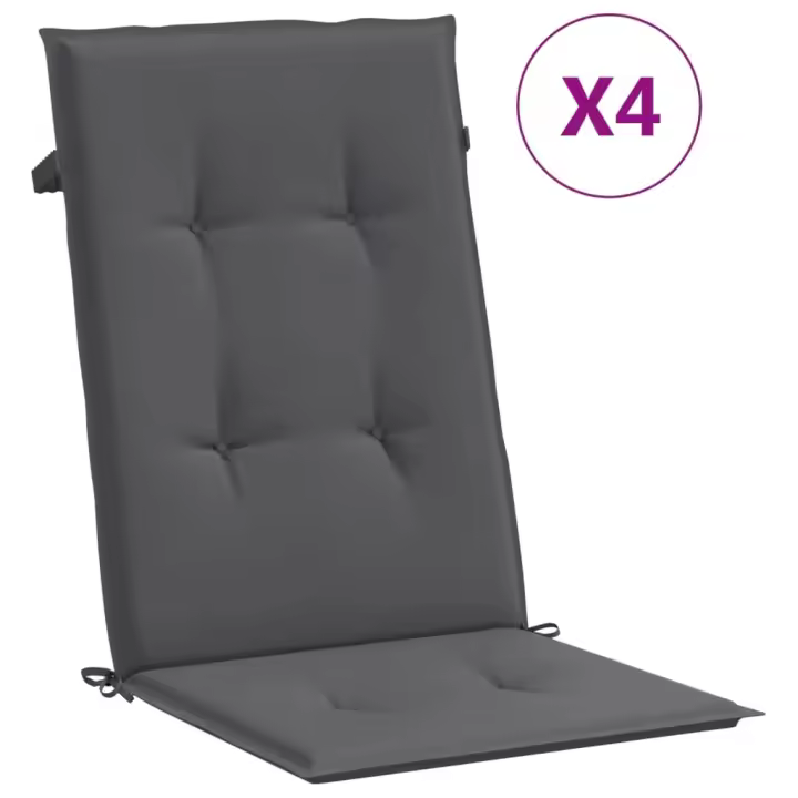 Silla de Jardín respaldo alto 4 UDS lienzo gris 120x50x3 cm - 1