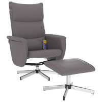 vidaXL Sillón reclinable masaje con reposapiés cuero sintético Gris, Negro, Sillon Dormitorio Sillon Comodos Silla Relax Sillón Sofá - details 1