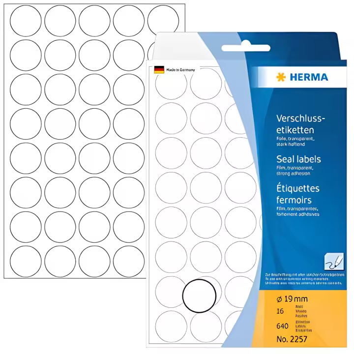 Herma 2257 - Lote de 640 pegatinas redondas (Ø 19 mm), transparente - 1
