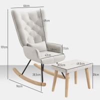 Silla mecedora con taburete, Reclinable con codos, 66x96x101 cm, Tapizado, Estilo Contemporáneo, Salón, 66x96x101 cm - details 5