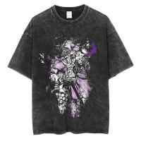 Camiseta Vintage Lavada Para Hombre Verano Estilo Hip Hop Streetwear Impresión Anime JoJo Bizarre Adventure Algodón Casual Manga Corto - details 5