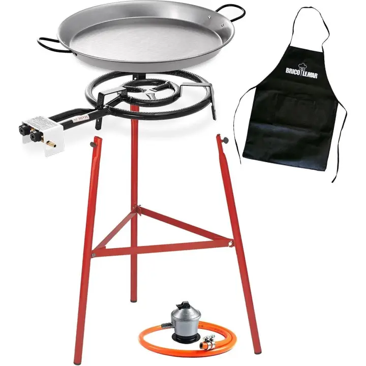 Set Paellero 400mm + Kit (Paellera 46cm + Patas Reforzadas + Regulador de Gas + Manguera Homologada + Delantal Negro de Regalo) - 1