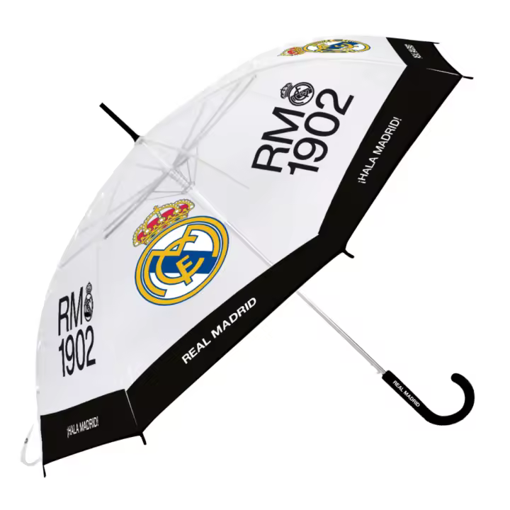 Paraguas Real Madrid Transparente Y Negro Rm1902 95 Cm 83252 - 1