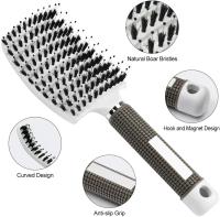Cabeza de Cerdas de Jabalí para Mujeres, Cabeza de masaje para desenredar El Cabello largo y ralzado, que reduce La rotación y el encrespamiento del Cabello - details 0