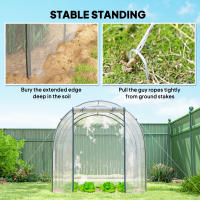 Invernadero túnel para tomates Outsunny Garden Superficie del suelo 6 m² 3L x 2W x 2H m Marco tubular reforzado Puerta con cremallera 2 ventanas enrollables - Transparente - details 6