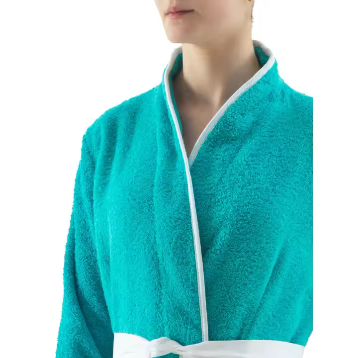 QUALITY TOWELS. ALBORNOZ MUJER ENTALLADO modelo LADY de rizo de 400grs. Cuello semichimenea y cierre con cinturón a juego. Disponible en varios colores. - 1