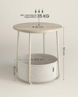Mesa Auxiliar Redonda con Cesta de Tela - Espaciosa Mesa Lateral para Salón, Dormitorio o Mesita de Noche, Estilo Moderno, Disponible en Varios Colores - details 13