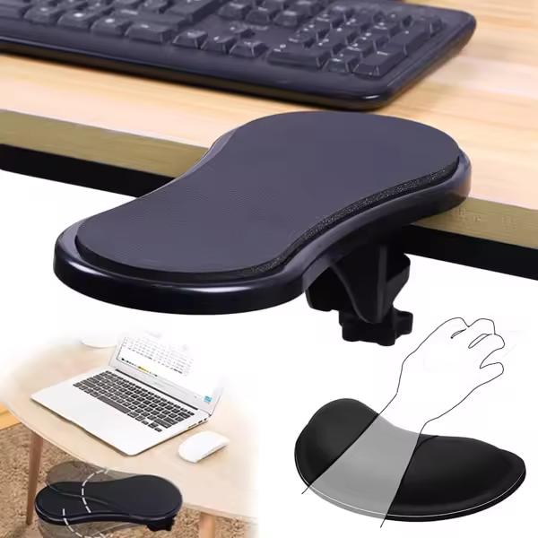 Ergonom Reposabrazos para escritorio, soporte de muñeca para teclado, cojín de ratón, cojín de espuma de memoria para computadoras, ordenador portátil, trabajo, juegos (2 piezas) - 1
