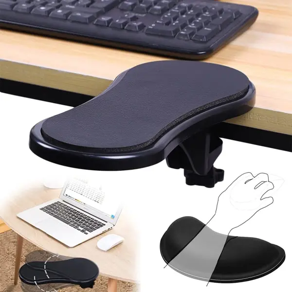 Ergonom Reposabrazos para escritorio, soporte de muñeca para teclado, cojín de ratón, cojín de espuma de memoria para computadoras, ordenador portátil, trabajo, juegos (2 piezas) - 1