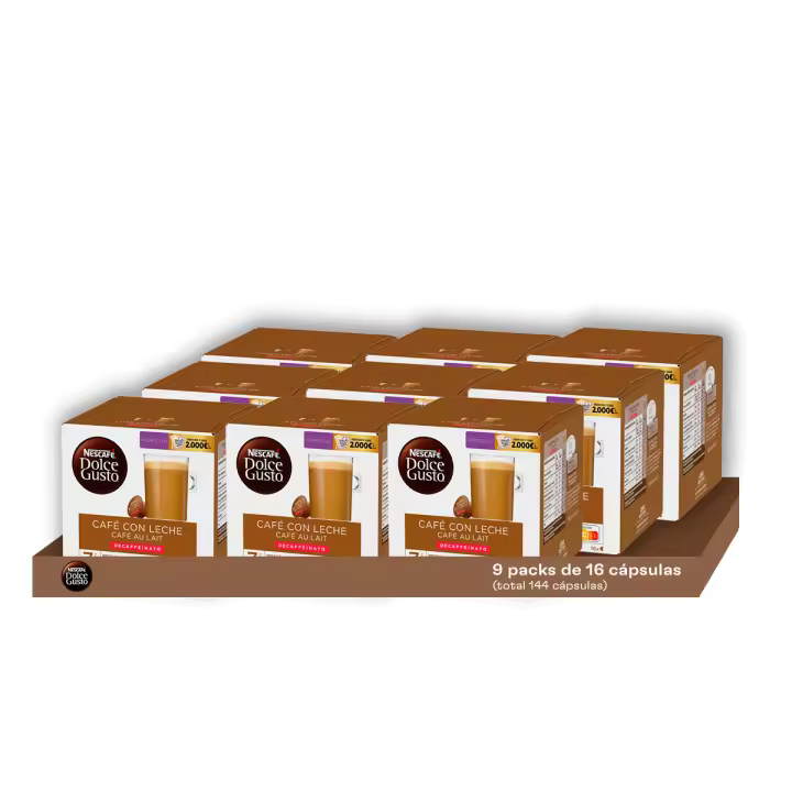 Dolce Gusto - Pack Especial Café con Leche Descafeinado (144 Unidades) | Disfruta de la Suavidad Sin Cafeína con Delicadas Notas a Cereal y Avellana. Una Experiencia Cremosa para Cualquier Momento - 1