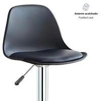 LUTODY - Silla bar, Uso interior, Taburete moderna alta elevación, Asiento de polipiel cuero sintético, Estructura metálica metal de acero, Palanca para subir bajar de asiento, Resistente y fácil de limpiar, Giratoria 360º, Para hogar casa escritorio desp - details 2