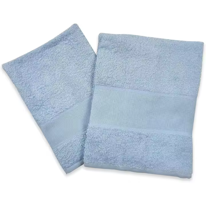 Set/Par de Toallas Grande y Pequeño. Canvas Aida para Bordados 100% Esponja de Algodón-Toallas Invitadas, Toallas de Baño (Azul Claro, Sin borde) - 1
