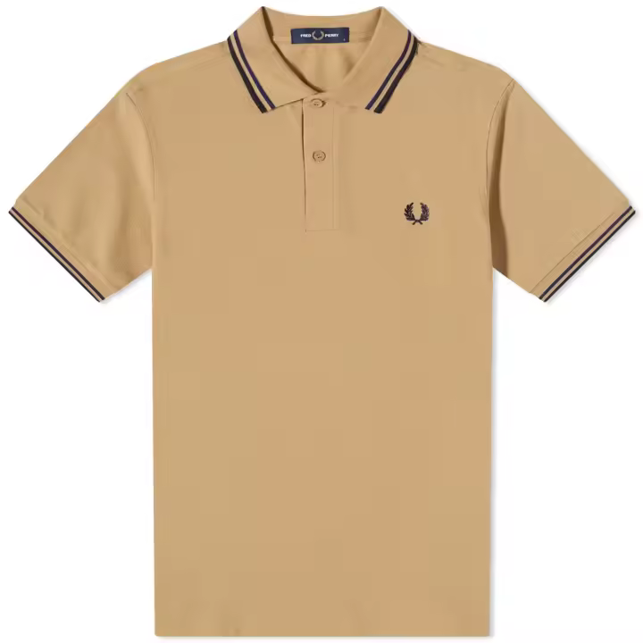 Fred Perry Slim Fit Twin Tipped Polo Warm Stone / French Navy / Navy - 1