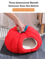 Cama Para Gato Invierno Caliente Suave Casa De Gato Antideslizante Forma Calabaza De Dibujos Animados Nido Para Gatos Perros Mascotas Internas Para Gatos Y Perros - details 3