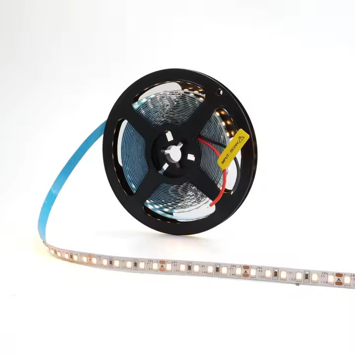 ALPINALUZ Tira LED 24V DC, 50W (10W/m), 8mm ancho, 120 LEDs SMD2835/m, monocolor, corte cada 5cm, IP20, rollo de 5 metros - 1