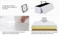 SONGMICS Puff Almancenaje, Banco Almacenaje, Banco con Tapa Plegable, Capacidad de 89 L/120 L, con Asiento Acolchado, 38 x 76 x 38 cm/38 x 110 x 38 cm, Blanco - details 2