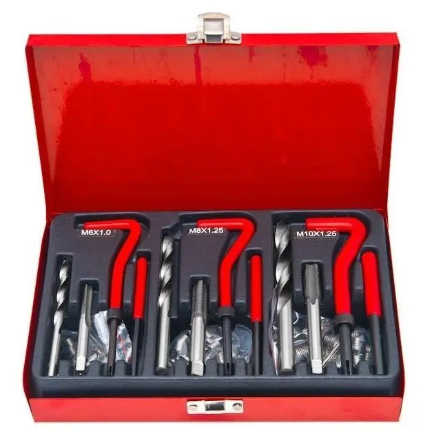 JOMAFA - JUEGO PARA REPARAR ROSCAS CON HELICOIL M6, M8 Y M 10 88 PIEZAS - 1235 - 1