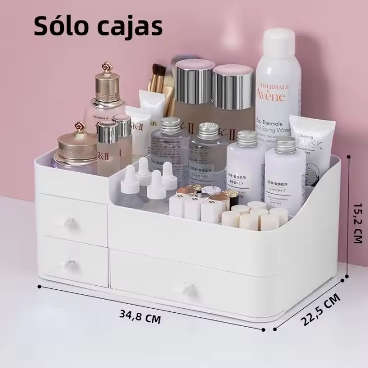 Caja De Guardado Para Maquillaje Y Cuidado De La Piel Organizador De Mesada Para Estudiantes Y Hogar Tamaño 34.8x22.5x15.2cm Plástico Moderno Y Sencillo - 1