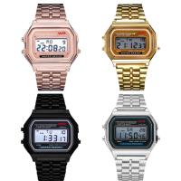 Reloj Electrónico Clásico Y Moderno Cuadrado Para Hombres Y Mujeres Estilo Pareja Pulsera De Acero A159 Ge Resistente Al Agua - details 2