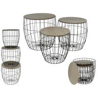 Start Electric | Set de 3 Cestas Multiusos Pongotodo con Función de Mesa Auxiliar, Tapa de Madera y Cuerpo de Metal (41 cm, 37 cm, 32 cm) - Organización Versátil y Diseño Práctico para el Hogar | Marca Gerimport - details 2