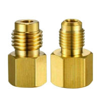 Adaptador De Piezas 1/4 Hembra Flare 2 Piezas Conjunto Accesorios De Conector De Latón Adaptador De R134a a R12 1/2 Acme Macho Para A/C - details 9