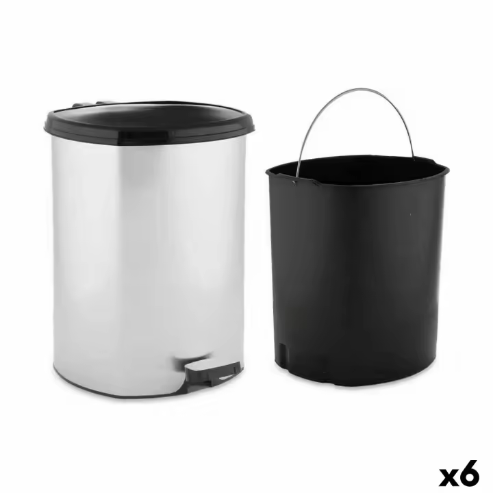 Papelera con Pedal Plateado Plástico 11 L (6 Unidades) - 1