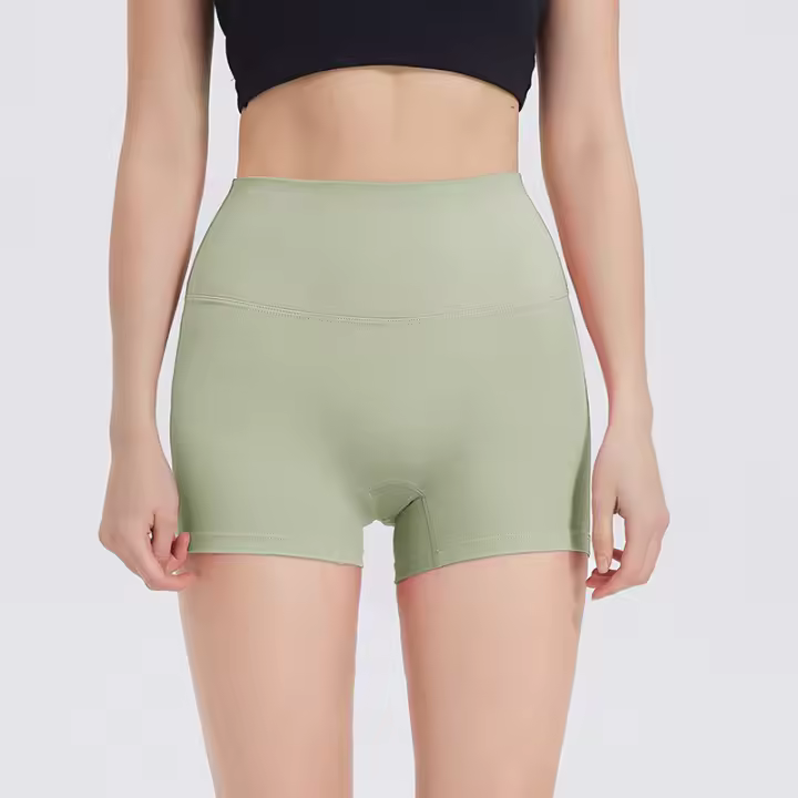 Shorts Deportivos Para Mujer Algodón Nylon Levantamiento De Glúteos Alta Cintura Para Gimnasio Running Yoga Transpirables - 1