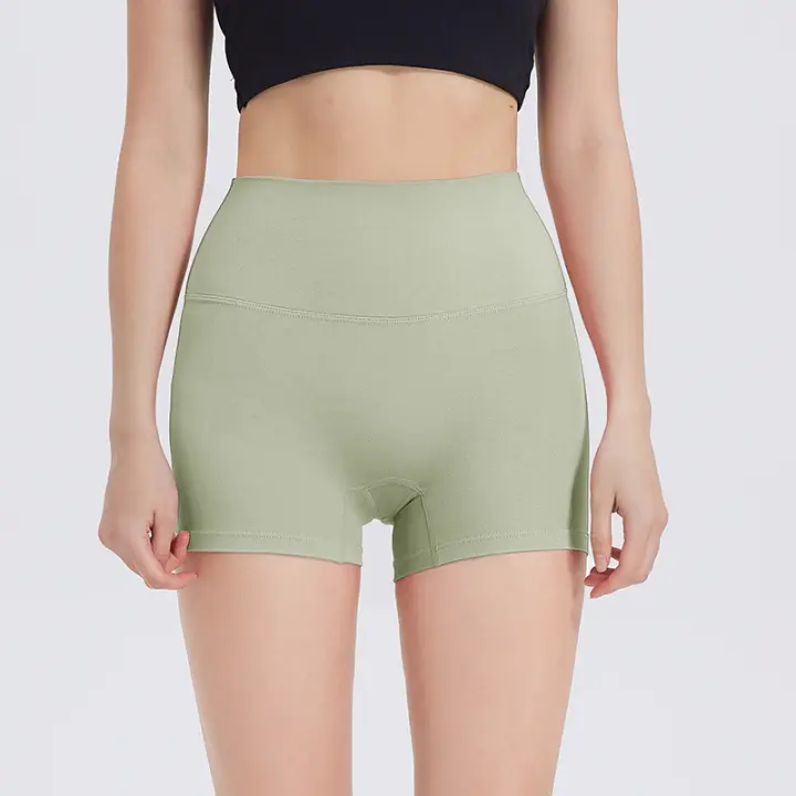 Shorts Deportivos Para Mujer Algodón Nylon Levantamiento De Glúteos Alta Cintura Para Gimnasio Running Yoga Transpirables - 1
