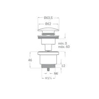 Källa - Válvula Automática Clic Clac (Click-Clack) Cromada para poner en el lavabo o en el bidé de tapon grande - 06411 - details 2