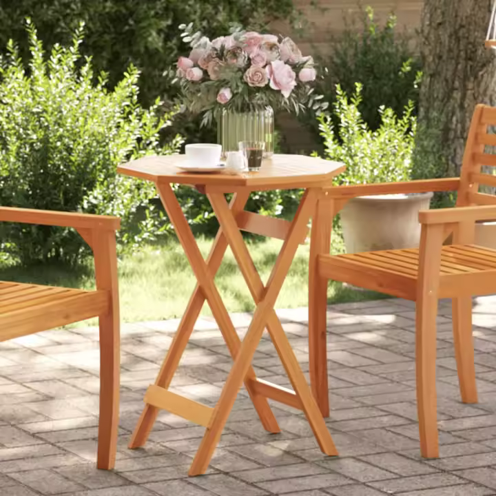 vidaXL Mesa de jardín plegable madera maciza de acacia en dimensiones 135x85x75 cm/110x75 cm/60x75 cm y más | estructura resistente ideal para salón dormitorio o estudio - 1