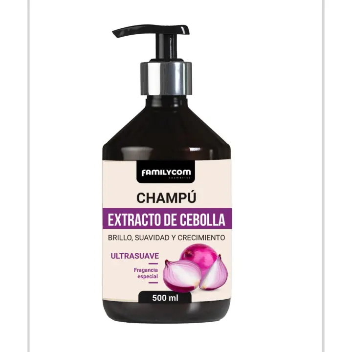 FAMILYCOM. Champú Pelo con Extracto de Cebolla Roja 500ml. Fortalece y Estimula Crecimiento. Cabello Más Fuerte - 1