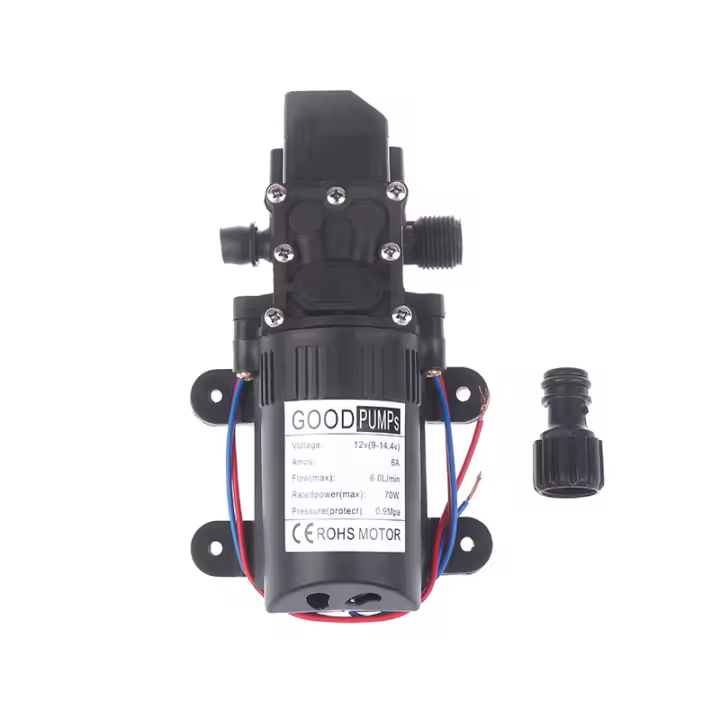 Bomba De Agua Diáfragma Micro Eléctrica 70W DC 12V Para Lavado De Coche Alta Presión Con Interruptor Automático 6L/min Self-priming - 1