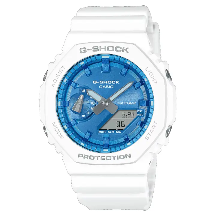 Reloj G-SHOCK GA-2100WS-7AER Casio Hombre Blanco Esfera Azul Sumergible (200 Metros) ESTÁNDAR - 1