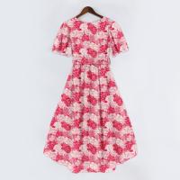 Vestido Casual De Moda Para Mujer Con Cuello En V Manga Corta Volante Vintage Impresión A-Line De Pierna Larga Estilo Italiano - details 19