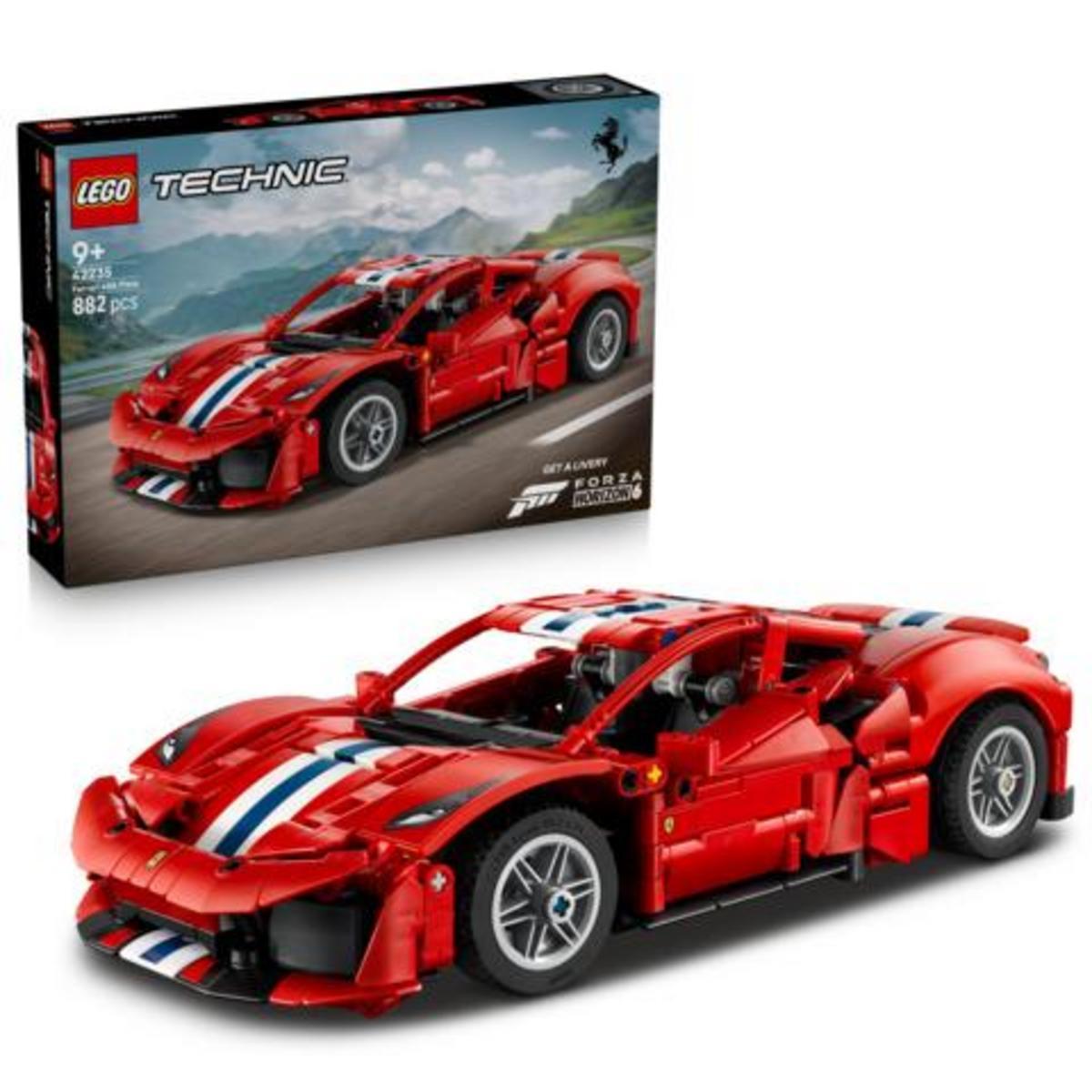 LEGO® 42235 Technic Coche Ferrari 488 PISTA de Juguete con Motor V8