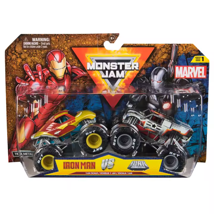 SPIN MASTER - Monster Jam - Pack 2 Coches Monster Truck Marvel Oficial Escala 1:64 METÁLICOS - Modelo Aleatorio - 6070555 - Coches para Niños - Juegos Infantiles - Juguetes Niños 3 años + - 1