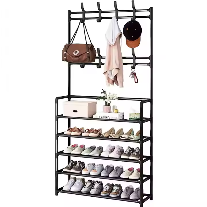 Perchero de Entrada con Almacenamiento de Zapatos - Resistente y Elegante - 5 Pisos - 1