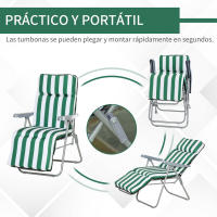 Outsunny 2 Tumbonas Plegables de Jardín Sillas de Gravedad Cero de Acero con Cojín Acolchado Respaldo Ajustable en 5 Posiciones y Reposapiés 60x75x66-102 cm - details 4